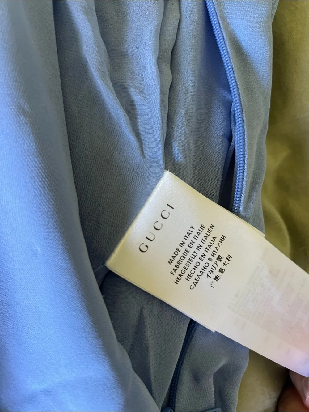 GUCCI Sky Blue One-Shoulder Evening Gown with Beaded Trim - Picture 2 of 5